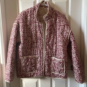 Floral Print Quilted Jacket Cardigan Open Front Padded Lightweight Cropped new